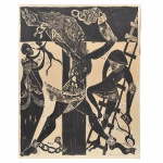 Jean Jansen, gravura monocromática colada sobre madeira. Assinada cid e datada Bahia 1972. Med.: 103 x 82,5 cm.