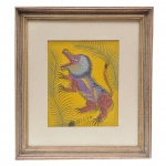 F. da Silva, quadro ost representando animal fantástico. Assinado ao centro e datado 1970. Med.:  29 x 23 cm