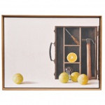 MEZIAT, RENATO- "Still live with oranges", óleo sobre tela, medindo 60 x 80 cm. Assinado no canto inferior direito e no verso. Datado de 2000.