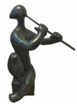 SONIA EBLING - espetacular e grande escultura em bronze cinzelado , representando Flautista, medindo: 97 cm alt.