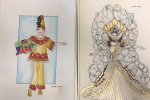 SANTA ROSA - Par de desenho s/ papel, Tema: Fantasia de Carnaval, medindo: 22 cm x 32 cm.