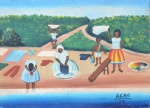 ACAE (Antonio Caetano) - ` Lavadeiras `- óleo sobre tela - 16x22 cm - 1979