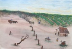 ADÃO PINTO - ` Desmatamento ` - guache - 23x32 cm - 1988