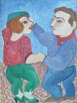 EVERENICE TAMANINI- ` Dançarinos ` - acrílico sobre tela - 81x60 cm