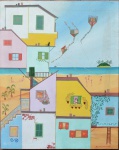EVERENICE TAMANINI- ` Favela ` - acrílico sobre tela - 50x40 cm