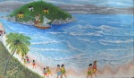 NEZINHO DUDA - `Praia` - acrílico sobre eucatex - 48x81 cm