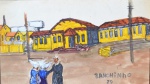 RANCHINHO - `Noviças e Padre - Fundação da Cidade de Assis` - técnica mista sobre papel - 20x34 cm - 1979