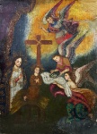 Cusquenho, Séc.XIX - "Natividade", o.s.t.c.c., med. 19 x 14 cm. Emoldurado.