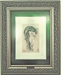 AUGUSTE RODIN (1840 -1917) "Estudo" - Litogravura realizada pelo Museu Rodin a partir de desenhos de estudos realizados pelo artista. Med. Ricamente emoldurado com placa em bronze com o nome do pintor e vidro anti reflexo. Medida total: