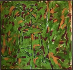 CARVÃO, 1962 - "BANCO", EXCEPCIONAL ÓLEO SOBRE TELA, ASSINADO E DATADO NO VERSO. OBRA MED. 72X70CM