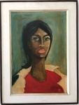 MARIO ZANINI 1965 - FIGURA FEMININA, ÓLEO SOBRE MADEIRA, ASSINADO E DATADO NO C.I.D. OBRA MED.  48X70CM. (ATRIBUÍDO).