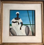 manoel Chatel 1978 - Belíssimo óleo sobre tela, tema "Baiana", assinado no C.I.D. Assinado, datado e localizado no verso. Med. 40x40cm
