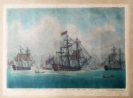 LITOGRAVURA - "Battle of the Nile - 1798", T. Barford Fecil - s/ moldura. Printed by Rob Sayen. Formato - 40 x 50 cm aproximadamente. England. Apresenta sinais do tempo.
