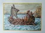 GRAVURA - "Embarcação romana", Reprodução de linda aquarela de artista italiano. Ótimo estado, sem moldura. Mede 40 x 50 cm. Assinado, autor não identificado.