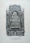 GRAVURA - "Altar-Mór" Igreja N. Sra. do Monte Serrate  - Série Cenas Cariocas. Bico de pena, Wanback, 1939. mede 28 x 38 cm, ótimo estado, sem moldura.
