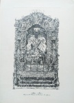GRAVURA - "Altar-Mór"Igreja São Francisco da Penitência - Série Cenas Cariocas. Bico de pena, Wanback, 1939.  Mede 38 x 28 cm, ótimo estado, sem moldura.