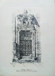 GRAVURA - "Porta Lateral" Igreja N. Sra. do Carmo - Série Cenas Cariocas. Bico de pena, Wanback, 1939.  Mede 38 x 28 cm, ótimo estado, sem moldura.