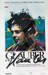CARTAZ - "Glauber por Glauber" - Mostra da obra completa de Glauber Rocha, como ele a desejou. Peça emblemática do cinema nacional. Ilustração no estilo Pop Art, assinada. Impressão em policromia, off set. Formato 75 x 48 cm. Marcas do tempo.