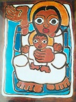 REPRODUÇÃO - "N. Sra. Negra, com menino Jesus. " Belo trabalho de arte andina. Sem assinatura. Policromia em formato 90 x 68 cm,, sem moldura. Marcas do tempo.