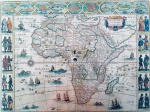 REPRODUÇÃO - "Africa" - Mapa cartográfico policromado. Mede 45 x 64 cm. Impresso na Inglaterra por Hammond Incorp.