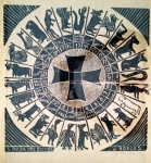 XILOGRAFIA - "A Roda dos Bichos" Arte popular assinada - J Borges. Mede 63 x 46 cm.