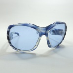 Antigo Óculos de Sol - Lente Azul - Armação em Acrílico em Tons de Azul Rajado. - Ref.Kell.53