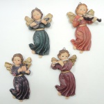 4 (quatro) Imagens de Parede , de Anjos Músicos, em Resina (Tamanho Médio : 7,50 Cm X 14,00 Cm)- Ref. Sile.607