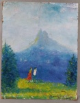 MANOEL SANTIAGO - oleo s/ cartão, medindo: 34 cm x 27 cm (precisa restauro)