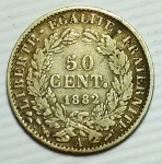 FRANÇA - 50 CENTS EM PRATA ANO 1882