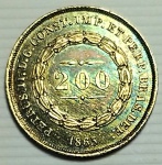 BRASIL- 200 RÉIS EM PRATA ANO 1863.