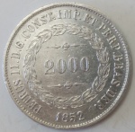 BRASIL - 2.000 RÉIS EM PRATA ANO 1852.