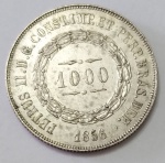 BRASIL - 1000 RÉIS DE PRATA ANO 1856.