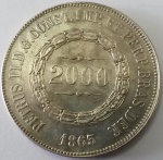 BRASIL - 2.000 RÉIS EM PRATA ANO 1863 - ESCASSO.