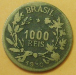 BRASIL - 1.000 RÉIS DE BR-AL ANO 1930 - ESCASSO, APENAS 45.000 CUNHADAS.