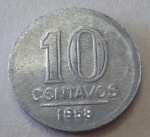 BRASIL - 10 CENTAVOS EM ALUMÍNIO ANO 1958 - ESCASSO.