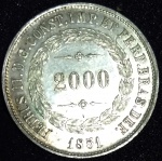 BRASIL - LINDO 2.000 RÉIS DE PRATA ANO 1851.