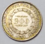 BRASIL - 200 RÉIS DE PRATA ANO 1861 - ESCASSA.
