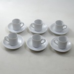 6 (seis) Xícaras com seus Pires - Dose 1/2 Café - Porcelana Schmidt em Porcelana Branca - 3,5 cm (Diâmetro) X 4 cm. (Altura). Ref.SILE648