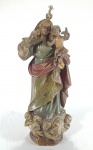 AGOSTINI - Séc.XIX / XX - Antiga Nossa Senhora em estuque policromado. Coroa em metal dourado. Assinada no verso AGOSTINI - RIO, Med. 38 cm.