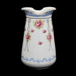 Vaso em porcelana européia com pintura de rosas, laçarotes e acantos. Alt: 15,0 cm