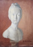 GILBERTO GERALDO (1962),  Busto helênico, o.s.t., 40x30cm, assinado, sem moldura.  Pintor e professor ativo em SP onde expôs com regularidade e sucesso de vendas, com inúmeras premiações em Salões de Arte.