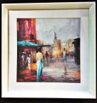 Lindíssimo quadro com moldura e vidro adquirido em Paris com cena das ruas de Paris, medindo 32CM Altura x 32cm de largura