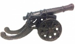 COLECIONISMO-Belissima e centenária esta miniatura perfeita de canhão em ferro fundido ricamente elaborada em detalhes medindo 30 x 15 cm.