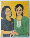 Hilda - Quadro " Retrato Feminino", Ost, assinado no cie e datado de 1986 e medidas de 47cm x 37cm.