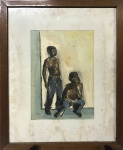 Pastel s/ papel , Homenagem a André e Júnior Neiva medindo 40 x 48 cm.