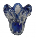 Vaso em cristal de murano azul, medindo: 14 cm alt.