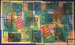 ROBERTO BURLE MARX - tinta gráfica s/ panneaux , datado 1987, medindo 158 x 100 cm.