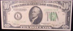 USA - CÉDULA - 10 DOLLARS - SELO VERDE - 1934B - NÚMERO GRANDE