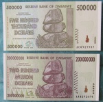 ZIMBABWE - CÉDULAS - 200.000.000/500.000 - FE