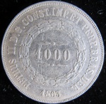 BRASIL - IMPÉRIO - 1000 RÉIS -1863 - PRATA